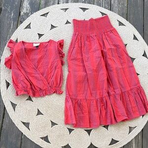 Universal Thread red striped skirt and top set